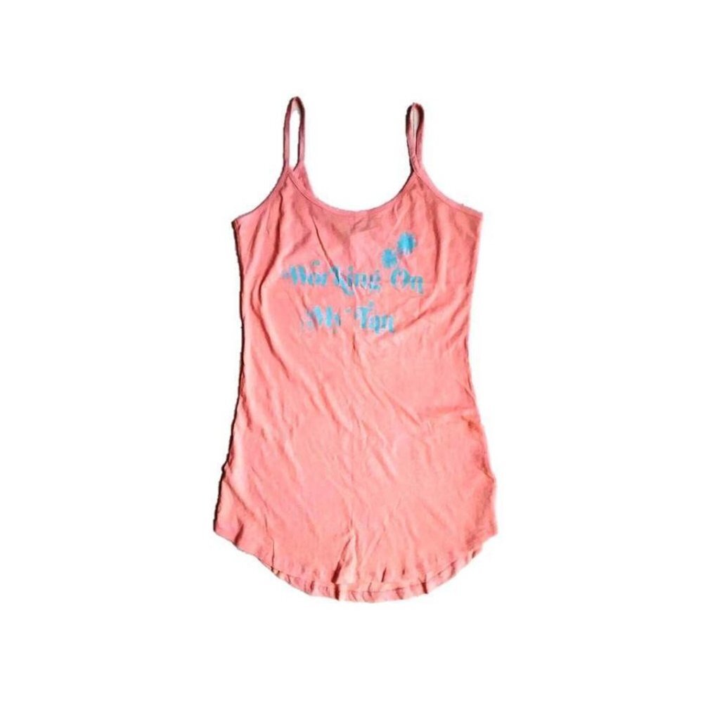 JUNK FOOD Dusty Coral " WORKING ON MY TAN " Spaghetti Strap DRESS Beachwear